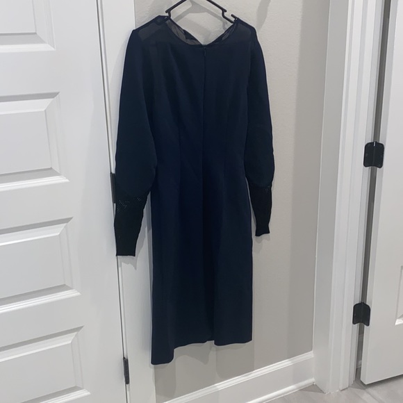 EUC Midi Philosophy Brand Fitted Midi Dress Size 6 Navy and Black - Picture 9 of 11